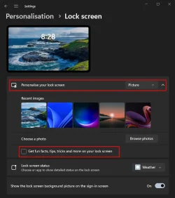 Windows lock screen personalization settings.webp