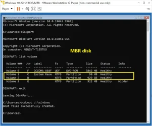 Windows 10 22H2 - MBR disk.webp