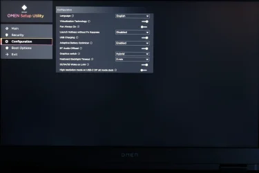 HP Omen 17 BIOS - Configuration.webp
