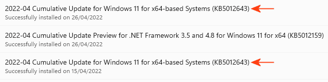 Windows Update KB5012643 Twice.png