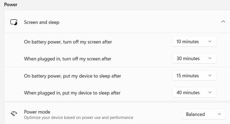 Windows 11 Power &gt; turn off my screen after <em>only</em> works if set to 