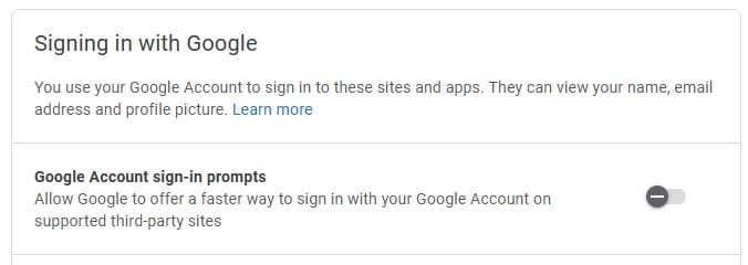 How to stop obnoxious google sign in prompts? - Google Account