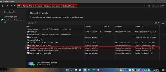 KB5027397 Enablement Package For Windows 11 Version 23H2 Feature Update ...