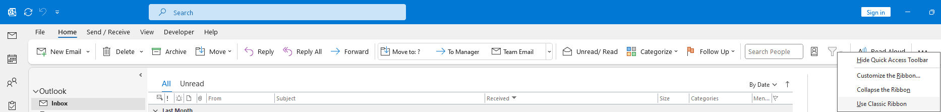 Outlook 2021, right-click on Ribbon to see Classic-Simplied choice 2.png