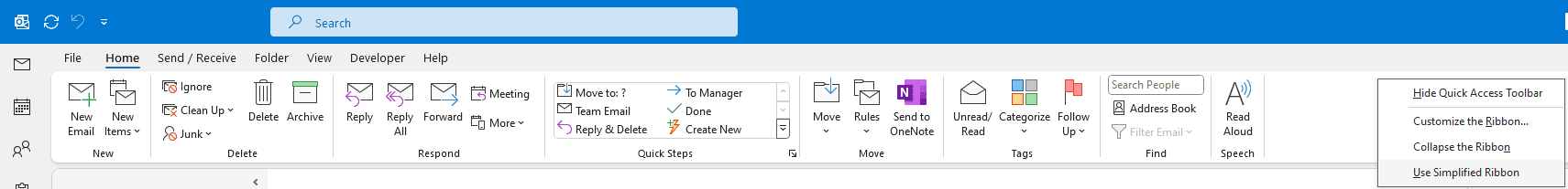 Outlook 2021, right-click on Ribbon to see Classic-Simplied choice 1.png