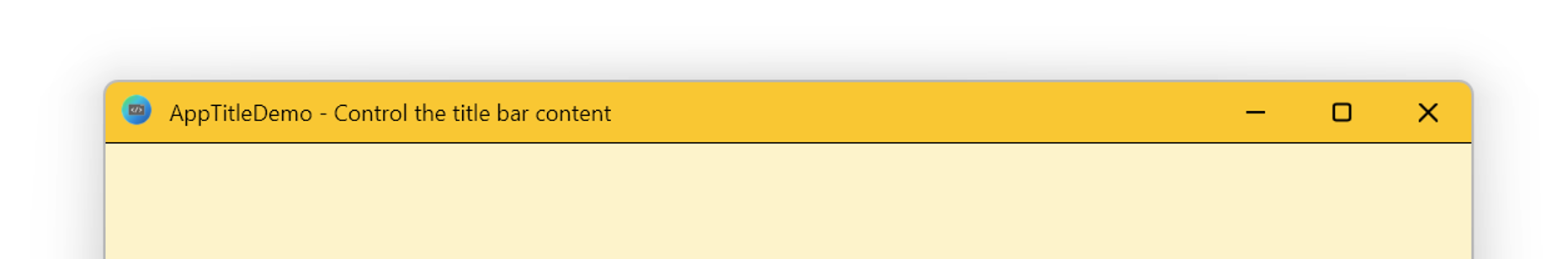 The title bar area of an app on Windows, showing the app title, and the window control buttons.
