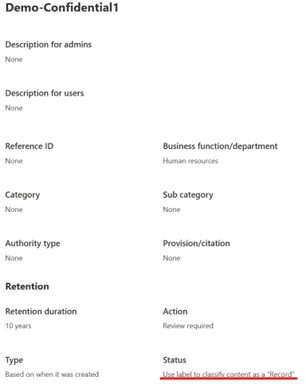 Retention policy email properties