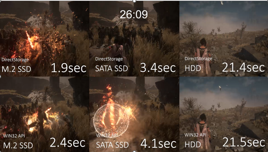 Forspoken SQUARE ENIX demonstrating performance advantages of DirectStorage