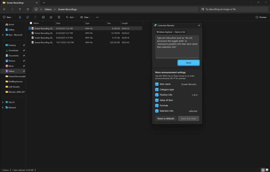 UI showing the Narrator customization panel in Windows 11. UI showing the Narrator customization panel in Windows 11.
