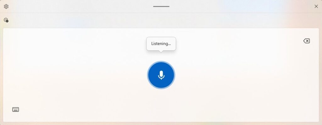 Previous UX: When the dictation key is pressed, an overlay is displayed. Previous UX: When the dictation key is pressed, an overlay is displayed.
